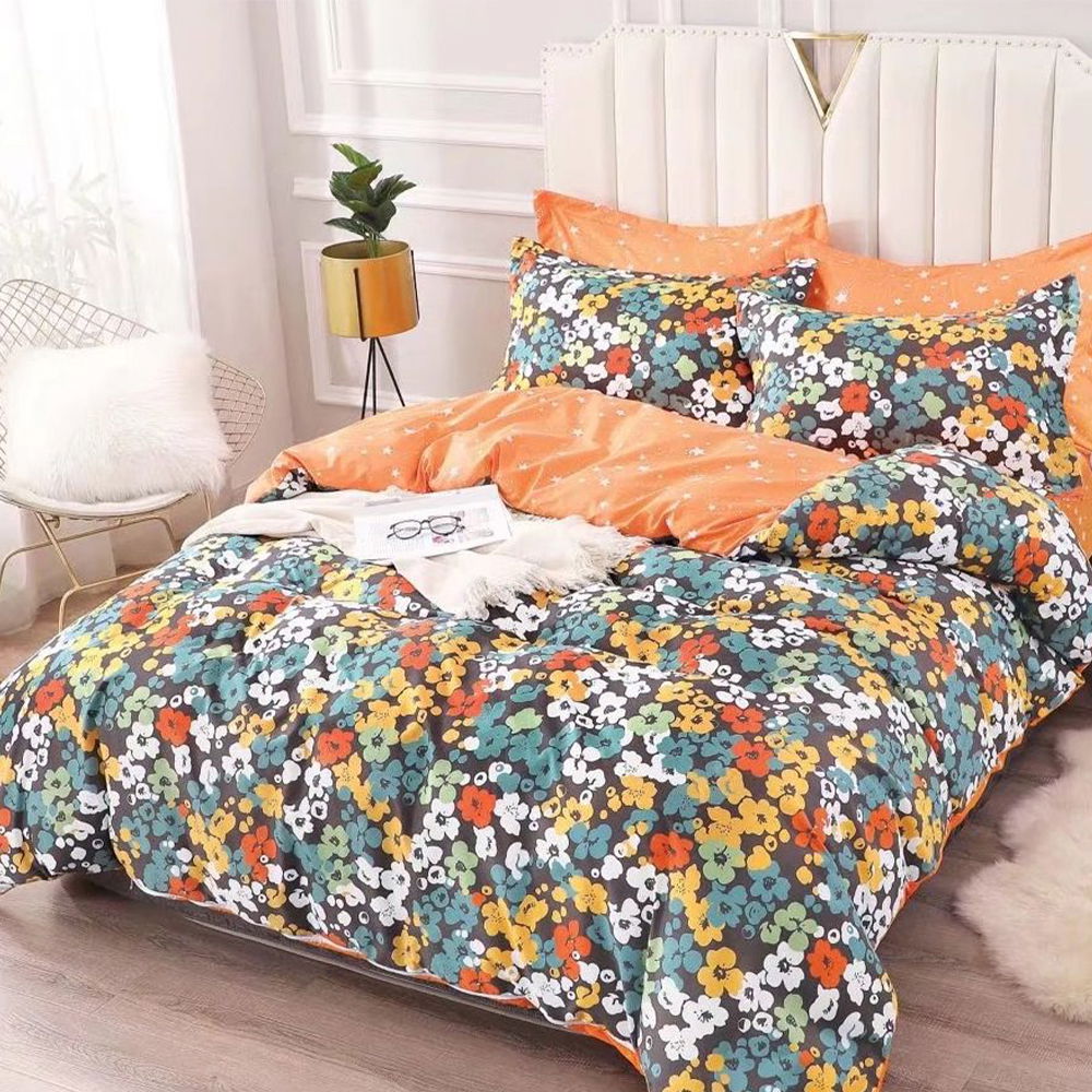 Lenjerie DUO Bumbac Satinat -Floricele Multicolore Mici- LBD1116